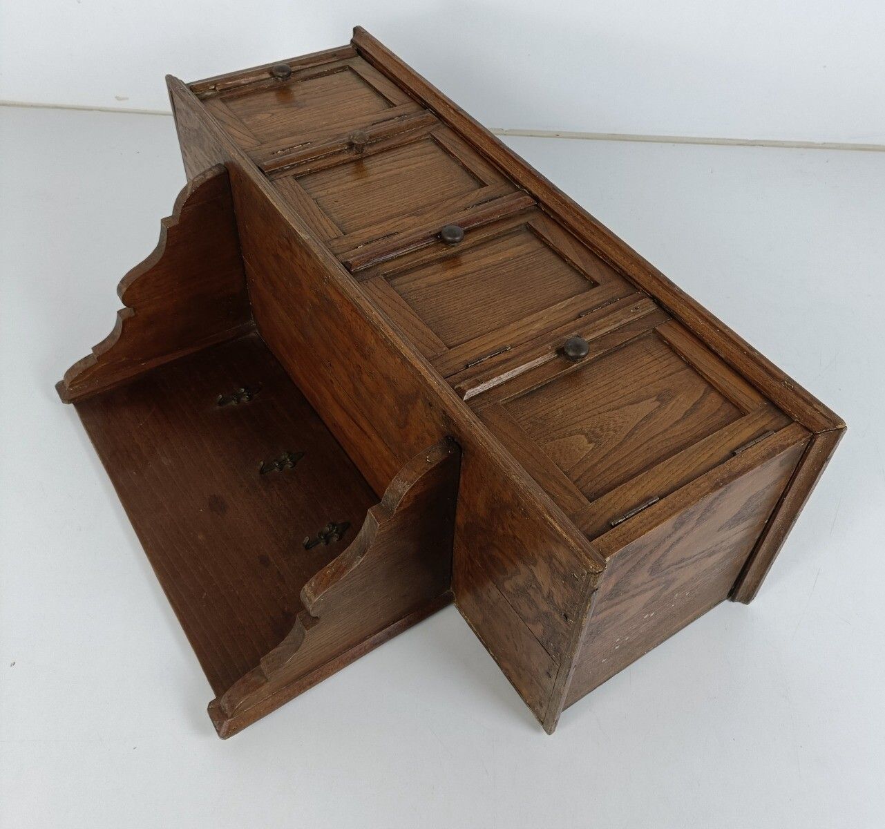 photo furniture Large Wall Cabinet Console Coat Hat Rack Carved Wood French Fleur De Lis Hooks V