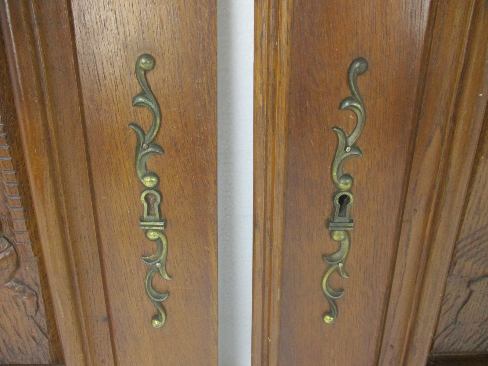 Pair Vintage Hand Carvedwood Breughel  Door Panels Reclaimed Architectural Kitch photo Home Fixtures