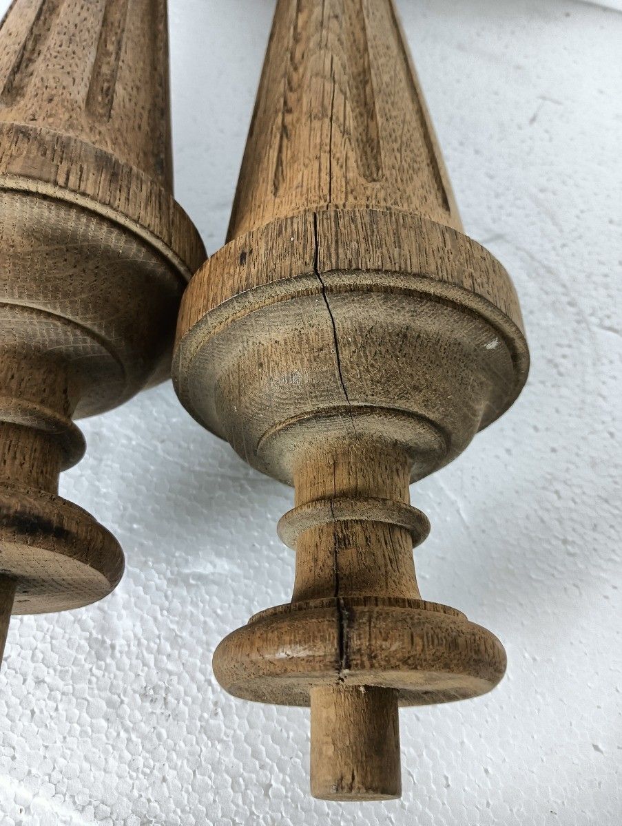 Set Of 2 Large Reclaimed Carved Wood Large Spindles Balusters Trim Posts Pillar photo Home Decor