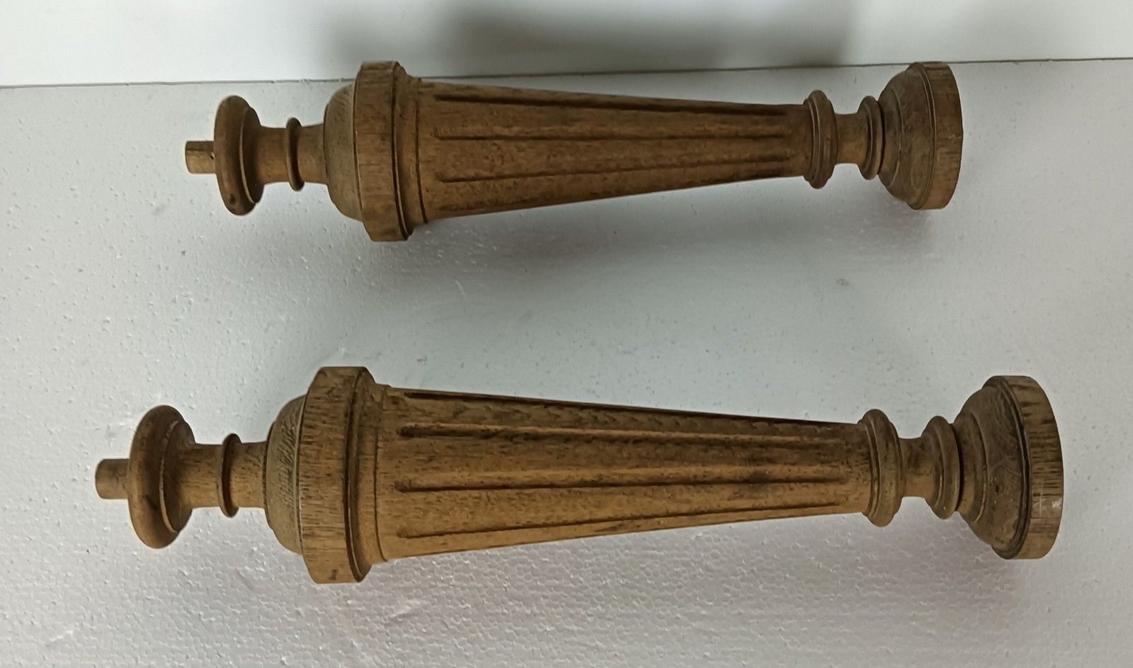 Set Of 2 Large Reclaimed Carved Wood Large Spindles Balusters Trim Posts Pillar photo 146.0