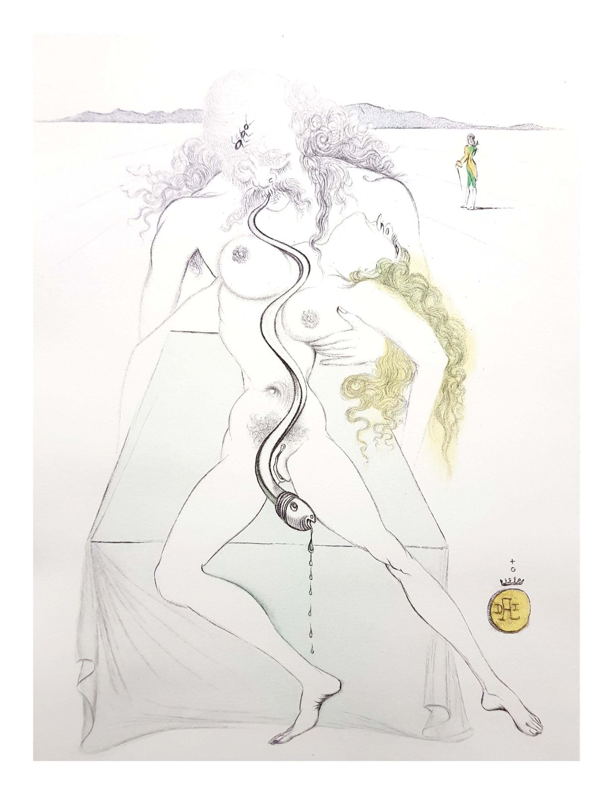 Salvador Dalí­Salvador Dali   Nude Couple1967 photo vintage