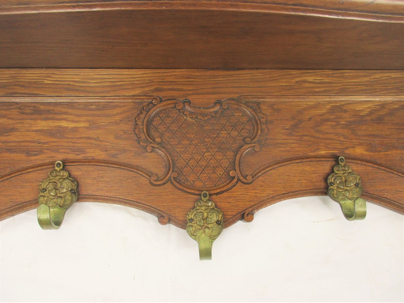Gothic Gorgeous Ornate Hand Carved Wood Oak Coat Hat Rack Breughel Style Brueghe photo for sale
