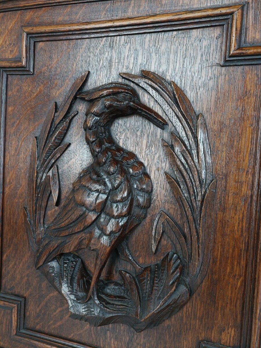 Pair Antique French Hand Carved Wood Oak Door Panels Reclaimed Architectural Her photo buy