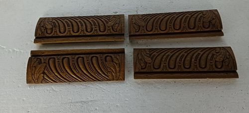 Set Of 4 Ornate Carved Wooden Trims Pediments Antique Reclaimed Architectural Sa photo Home Decor