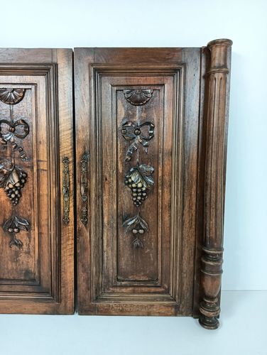 Pair Door Panels Antique Pillars Carved Wood Antique Reclaimed Architectural Sal photo Home Fixtures