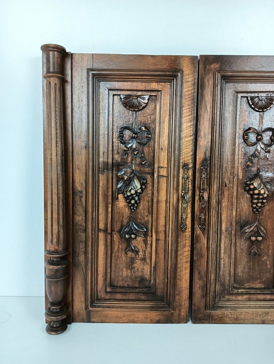 Pair Door Panels Antique Pillars Carved Wood Antique Reclaimed Architectural Sal photo 364.0