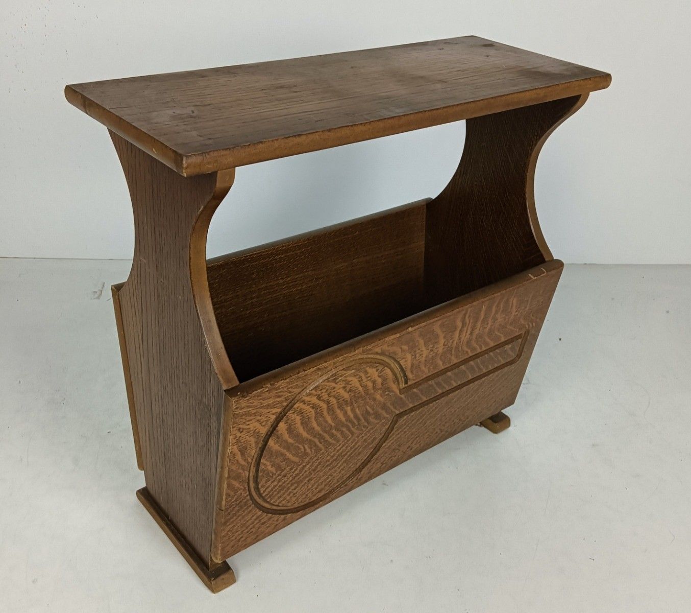 Vintage Wooden Newspaper Magazine Basket Rack Side Table Barn Style photo Furniture