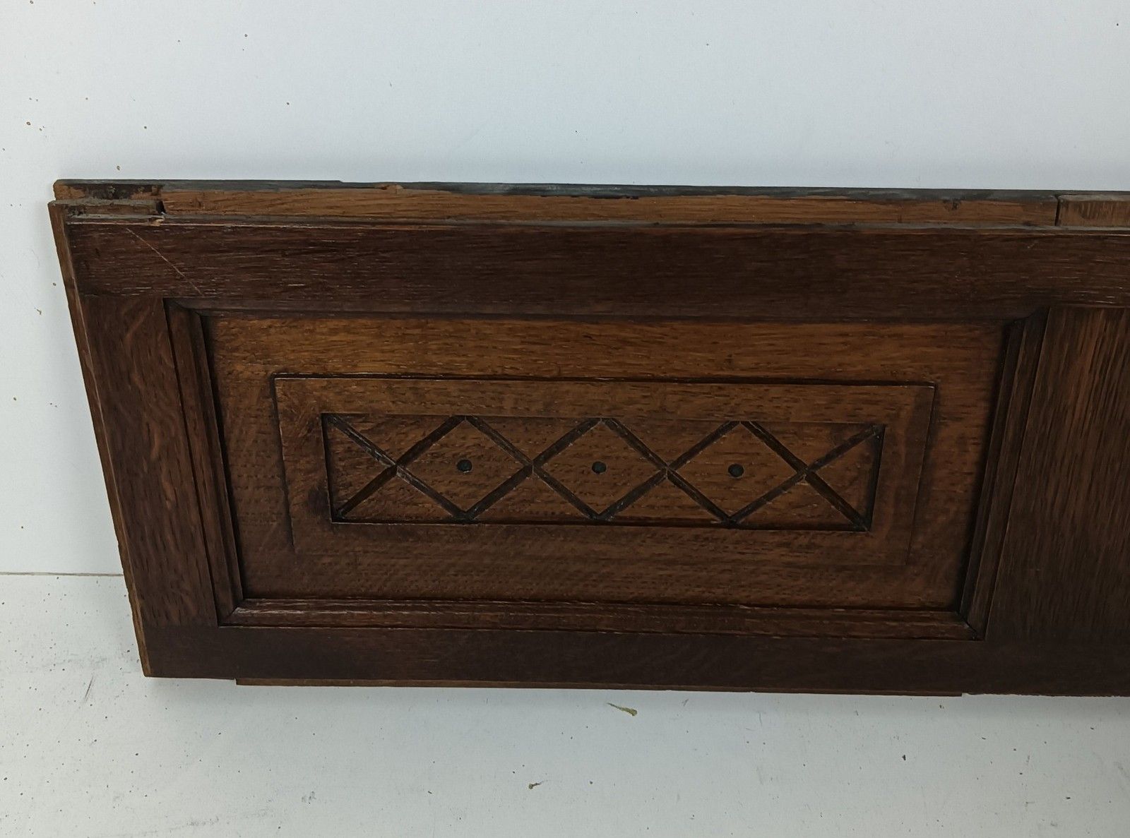 Antique Door Panel Cabinet  Oak Hand Carved Wood Architectural Reclaimed Ornate photo 101.0
