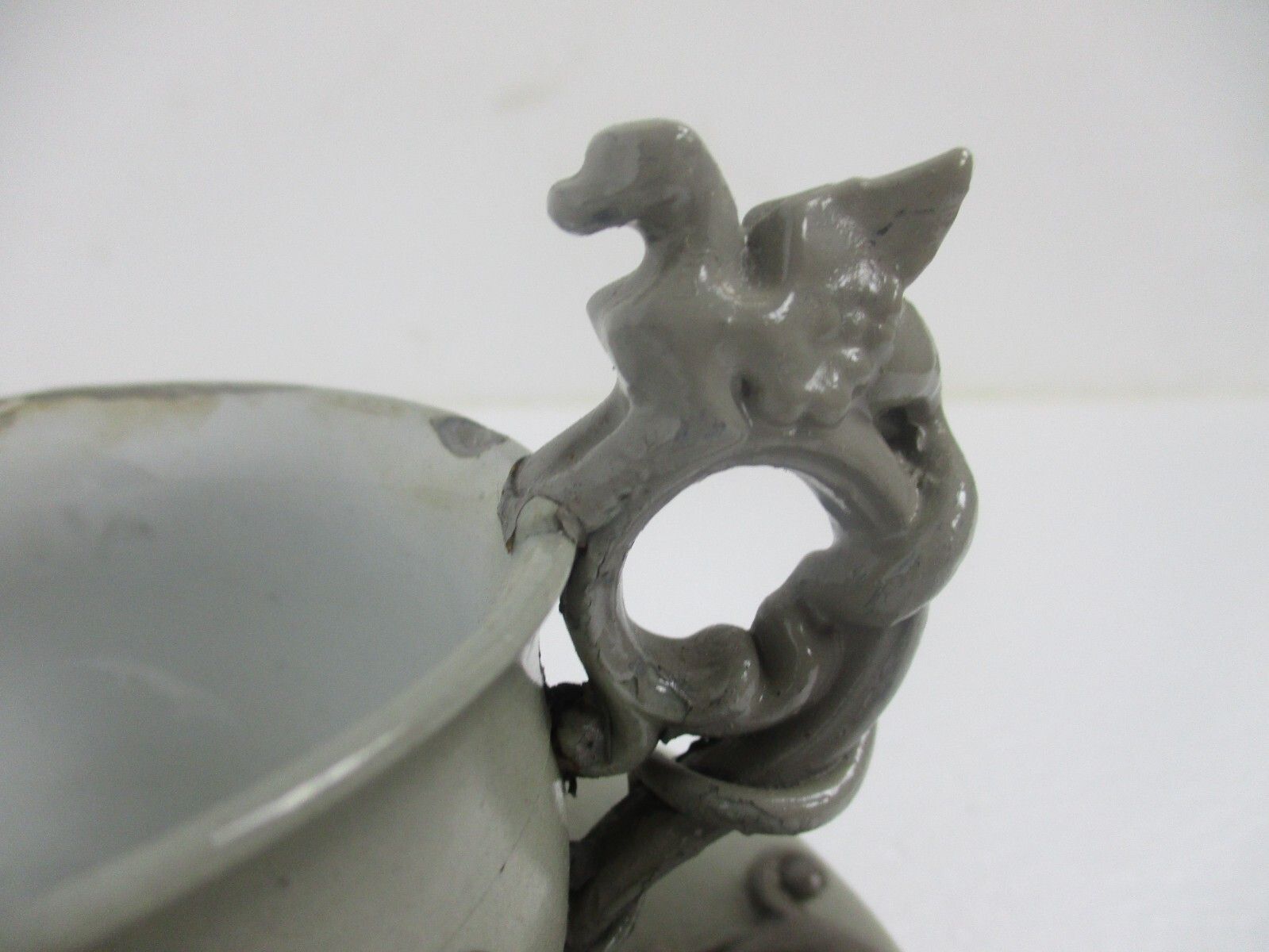 Antique Breakfast Set Mettlach Boch Stoneware Cameo Dragons 1900s Extremely Rare photo Home Decor