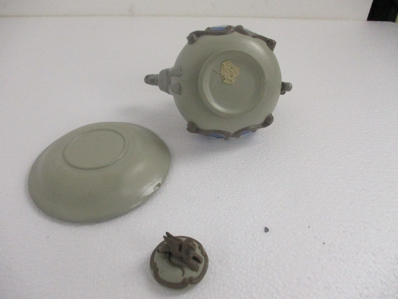 1134.0 Antique Breakfast Set Mettlach Boch Stoneware Cameo Dragons 1900s Extremely Rare photo