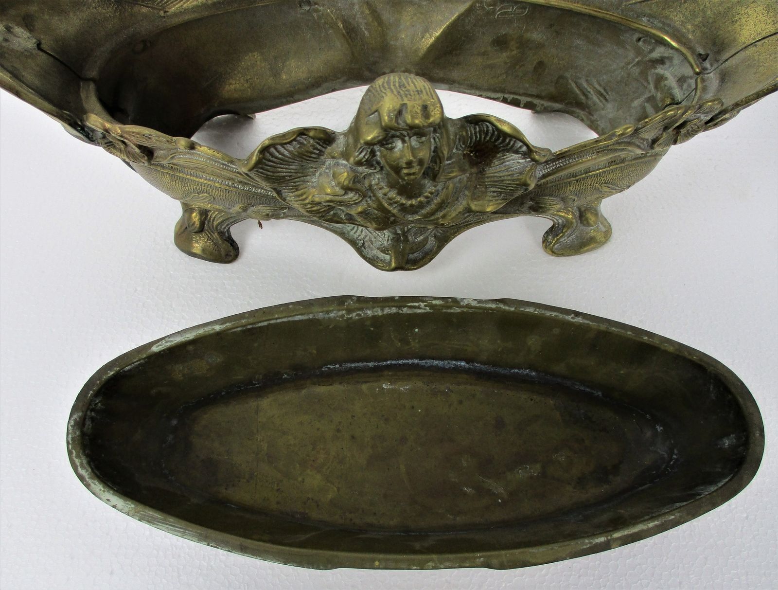L Art Nouveau French Planter Jardinière Ornate Embossed Centerpiece Brass Merma photo buy