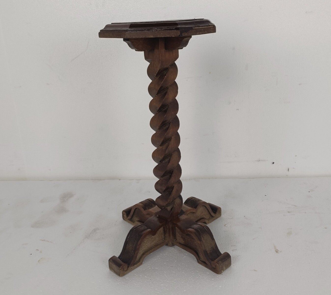 Pair Square Barley Twist Pedestal Plant Stands Bonsai Stand Vintage Side Table O photo furniture