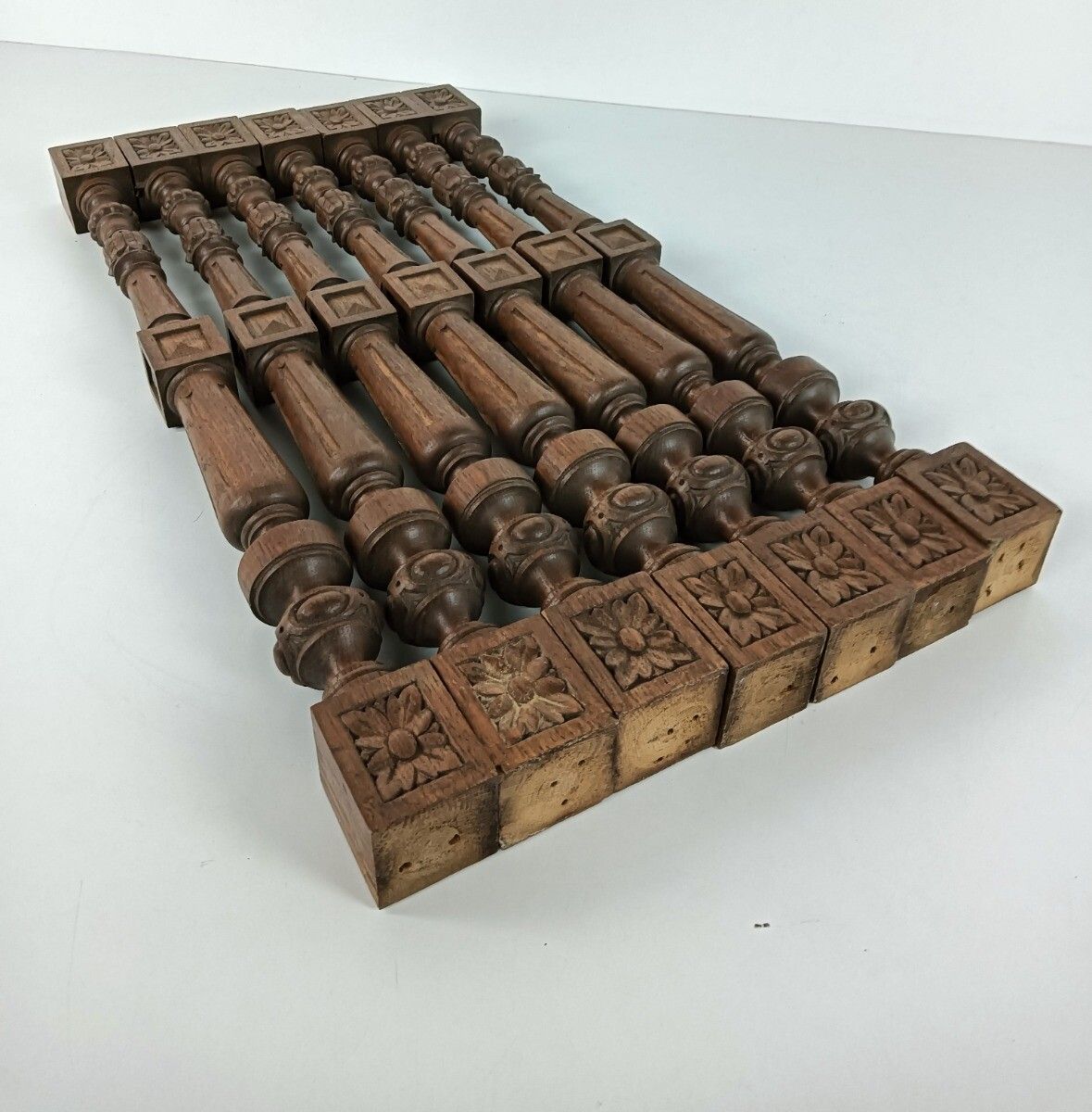 photo furniture Set Of 7 Corbels Poles Finials, Salvaged Architectural Carved Wood Antique Recla