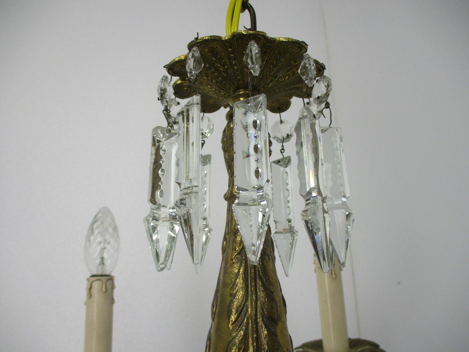 6 Arm Lights Chandelier Revival French Empire Style Brass Ornate Prisms Wow photo buy