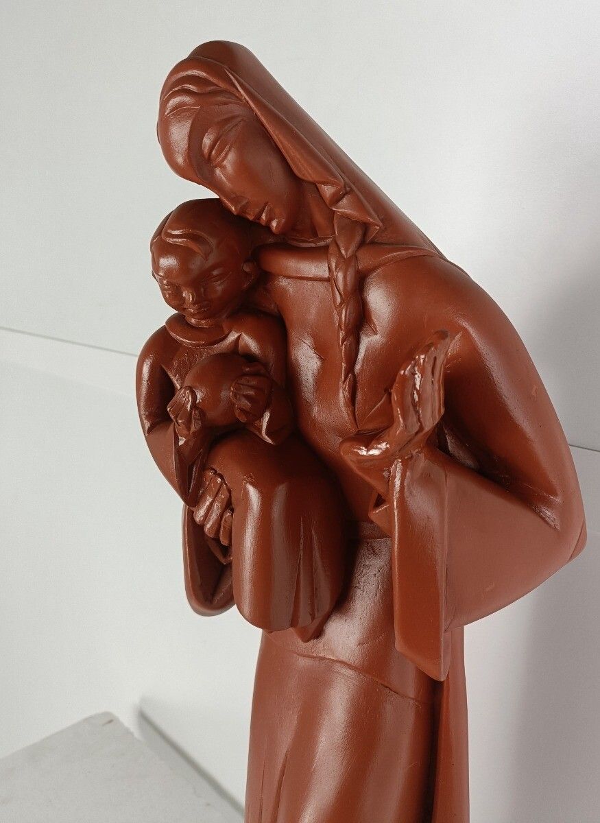 Large Art Deco Antique Statue Virgin Mary Madonna With Infant Albert Poels photo Art