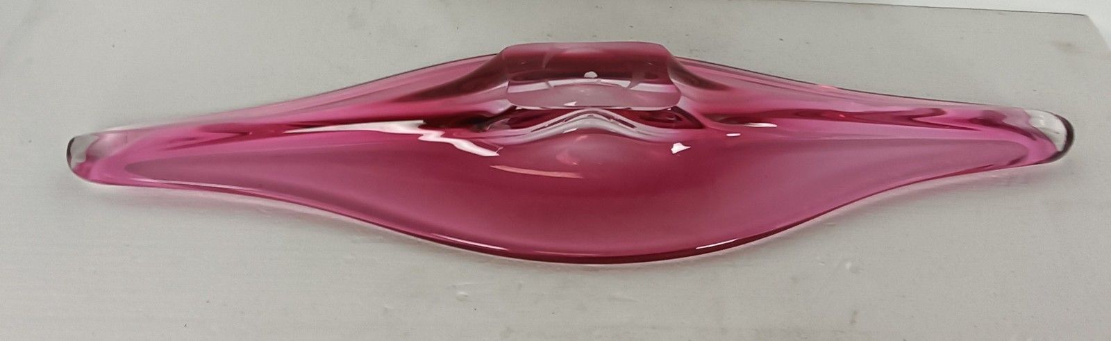 Murano Italy Bowl Dish Centerpiece Cranberry Clear Art Glass Vintage Gorgeous Xl photo furniture