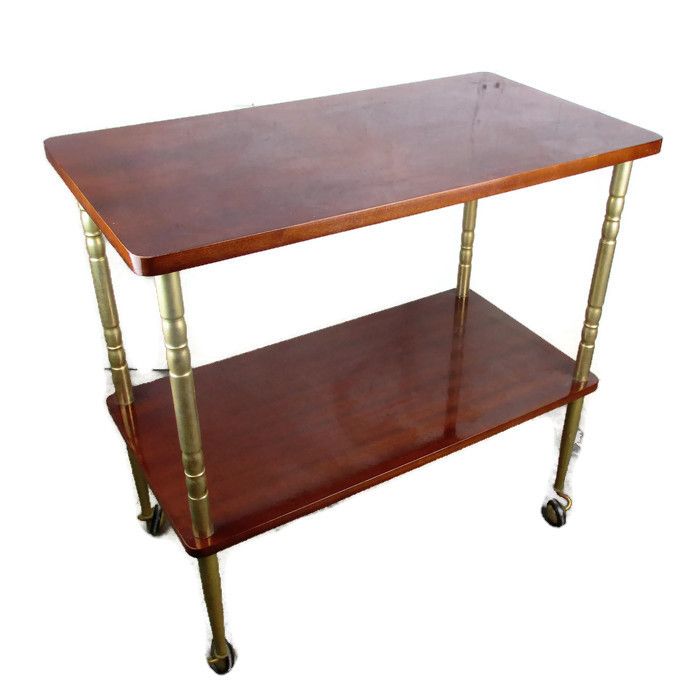 Bar Cocktail Tea Cart Trolley  Mid Century Modern Kitchen Island Wood Veneer Wow