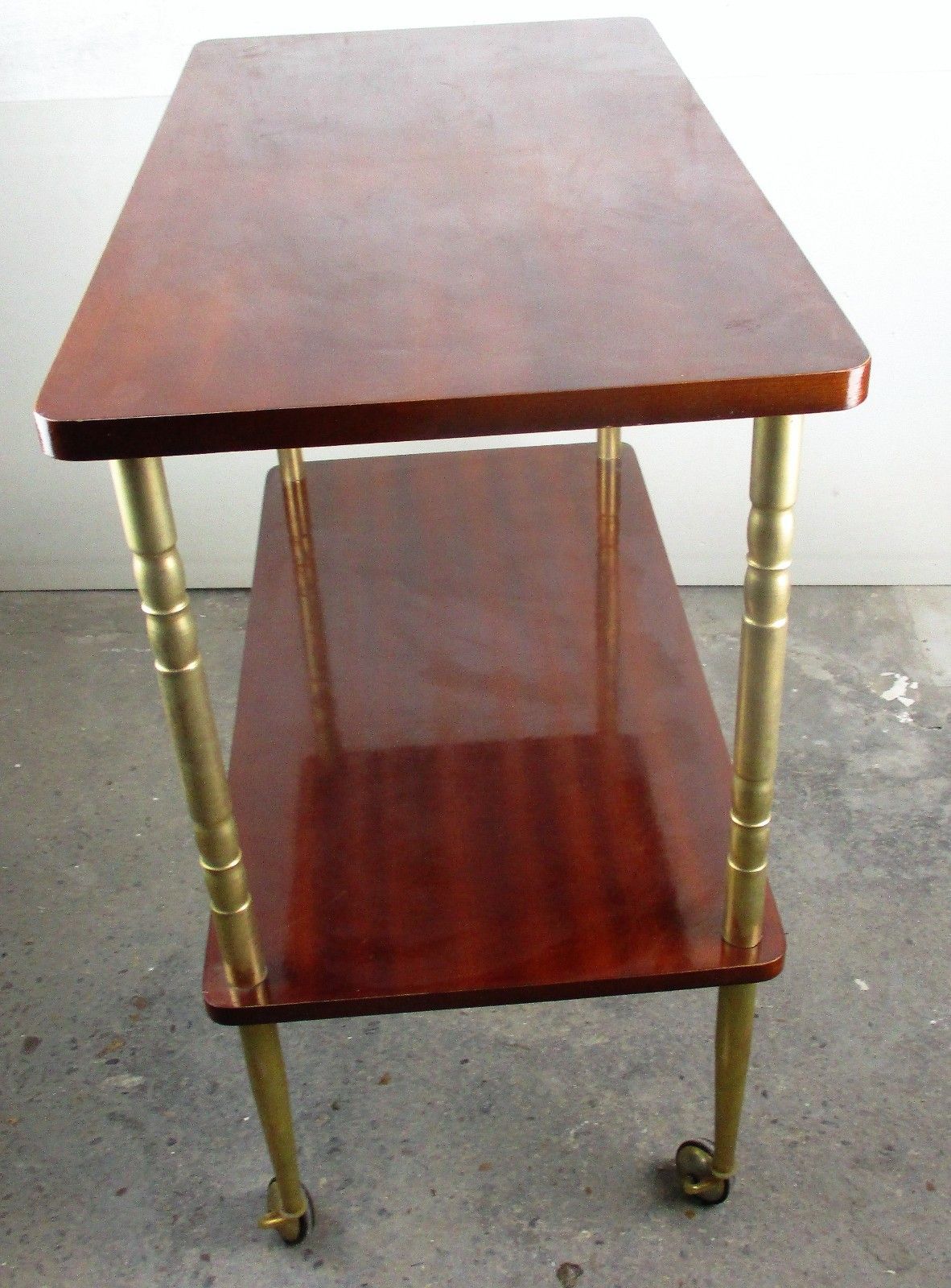 Bar Cocktail Tea Cart Trolley  Mid Century Modern Kitchen Island Wood Veneer Wow photo buy