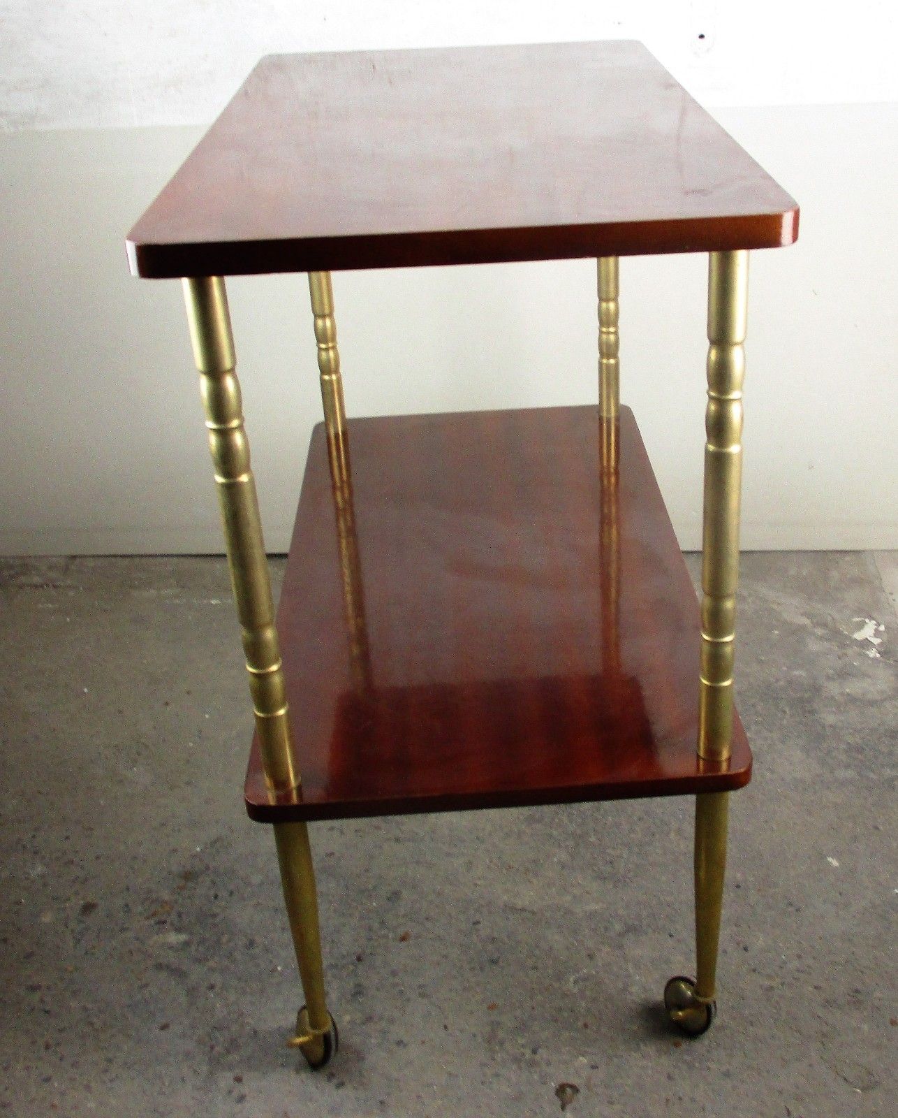 Bar Cocktail Tea Cart Trolley  Mid Century Modern Kitchen Island Wood Veneer Wow photo vintage