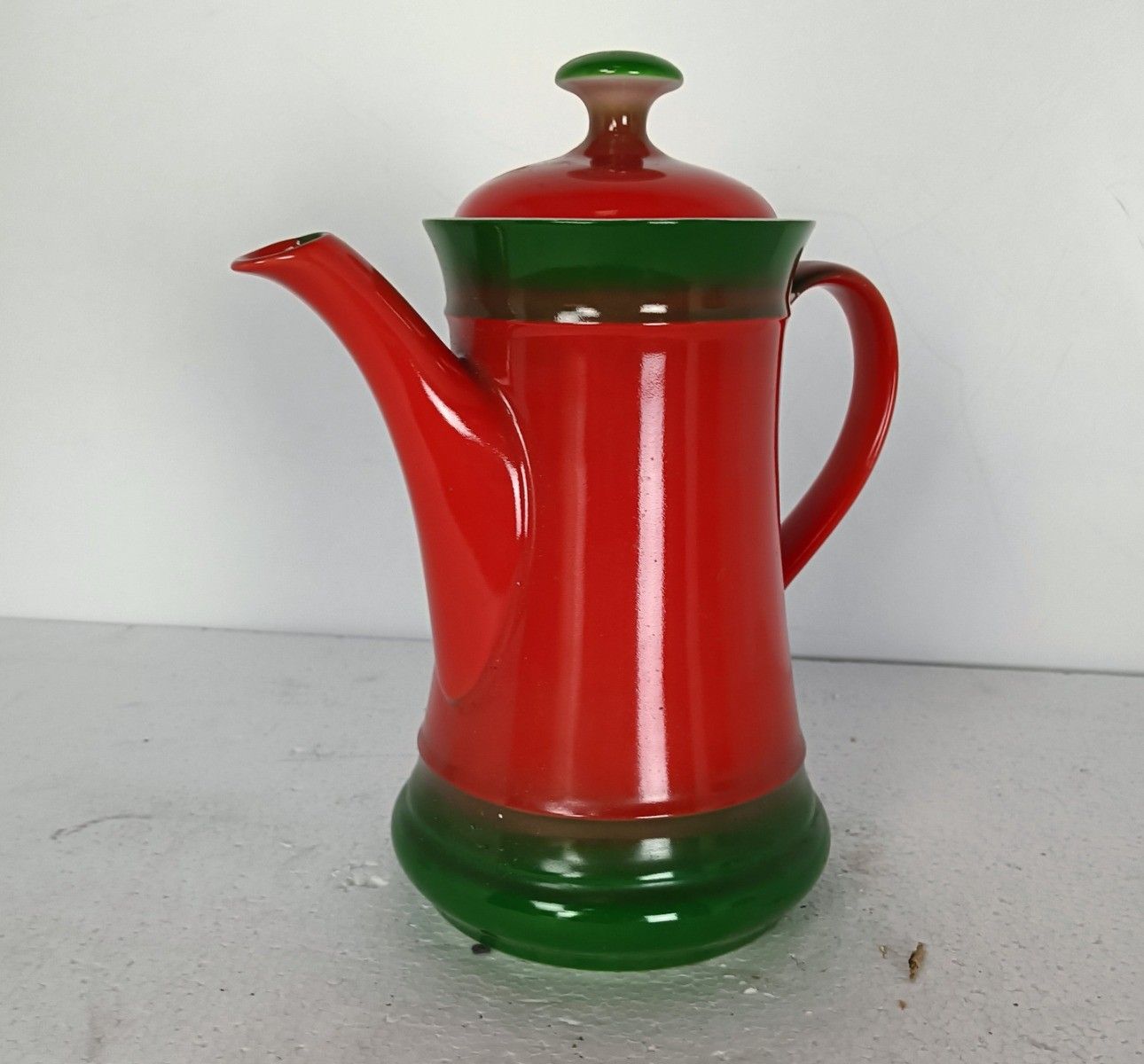 Vintage Coffee Pot Red/Green Retro Mid Century Shabby Chic Country Style Bavar photo Home Decor