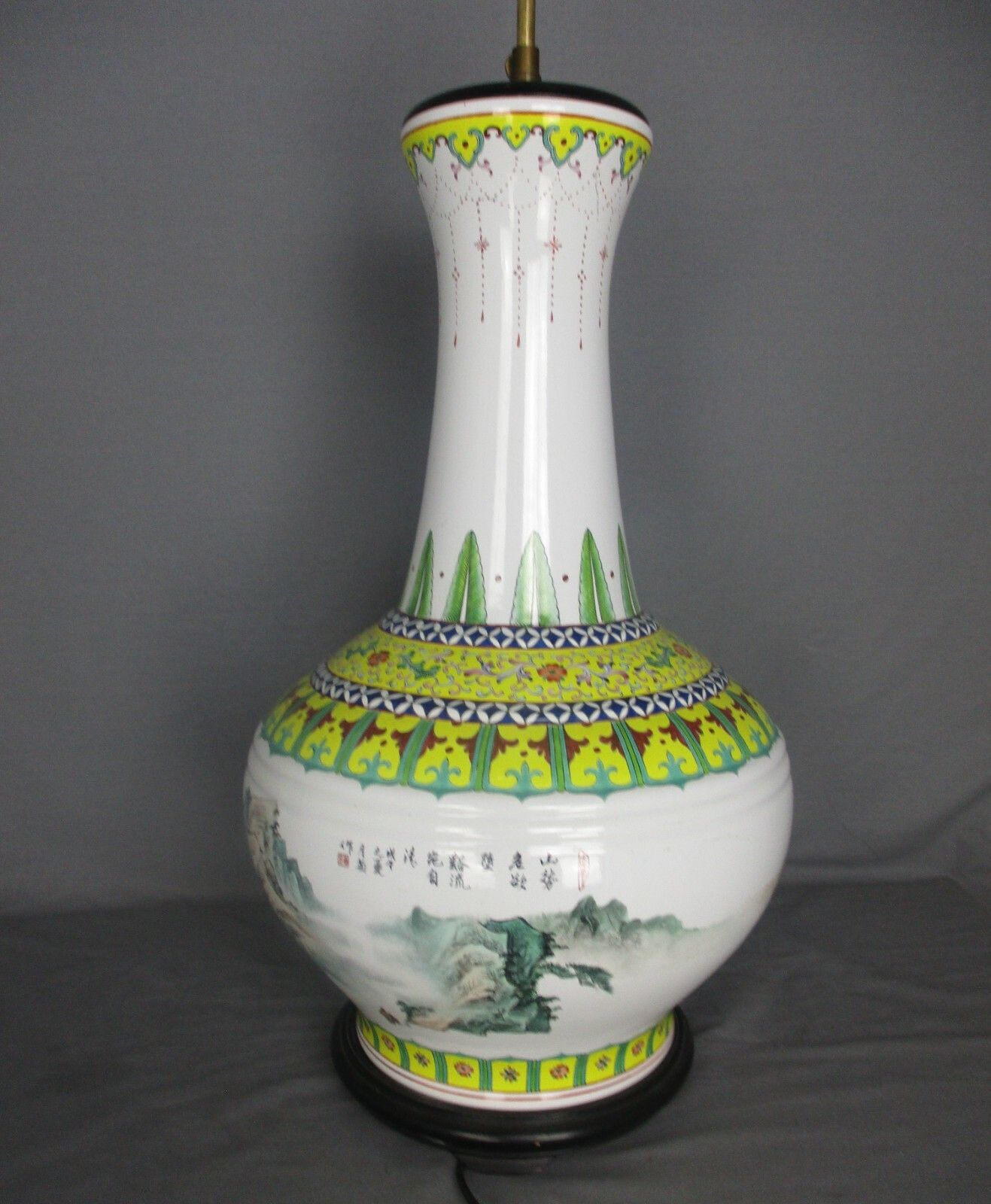 Vintage Chinese Porcelain Republic Period Lamp Vase 48.4" photo vinterior