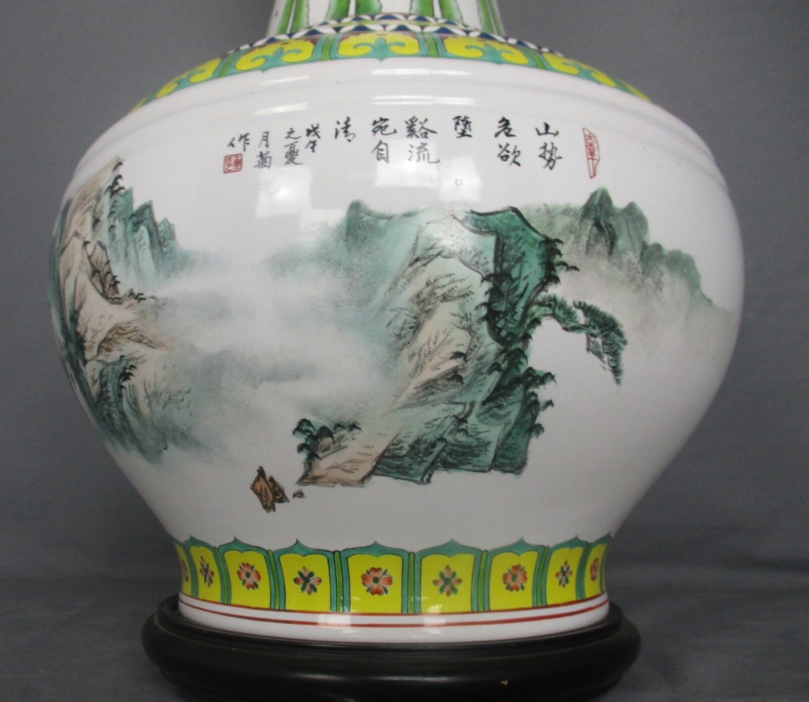 334.0 Vintage Chinese Porcelain Republic Period Lamp Vase 48.4" photo