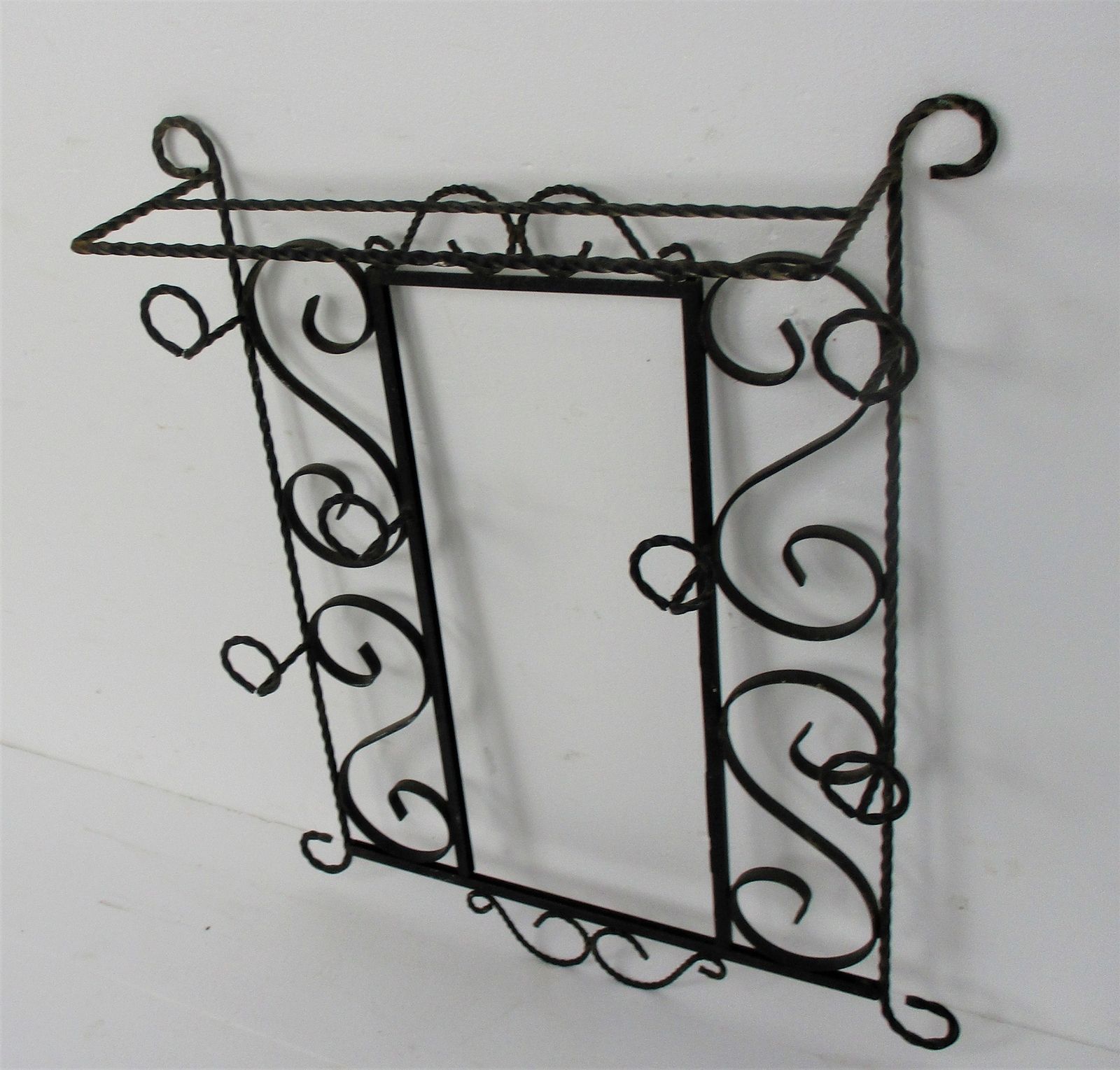 Vintage Funky French Wrought Iron Coat Hat Wall Rack Picture Mirror Frame Countr photo 146.0