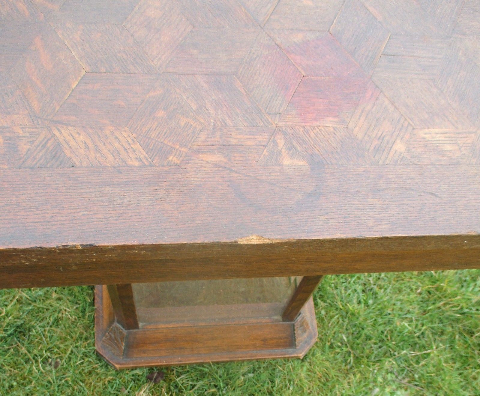 Antique Table Display Cabinet In One Inlay Carved Oak Beveled Glass Htf Wow photo buy
