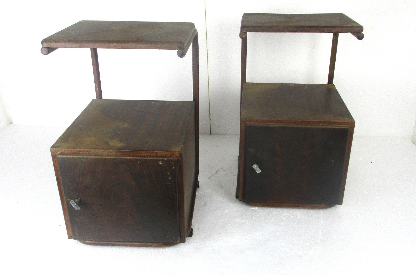 Pair Industrial Nightstands Mid Century Designed By Hermann Friedrich Mertens photo furniture