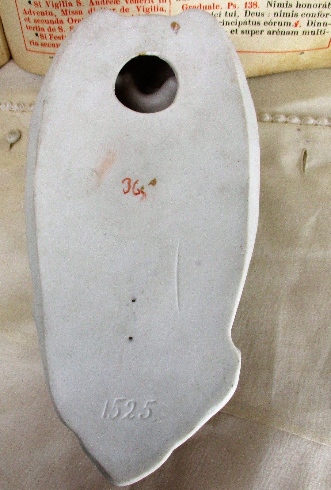 L French Holy Water Font Angel Hand Painted Bisque Gorgeous Collector Htf 8.66" photo vinterior