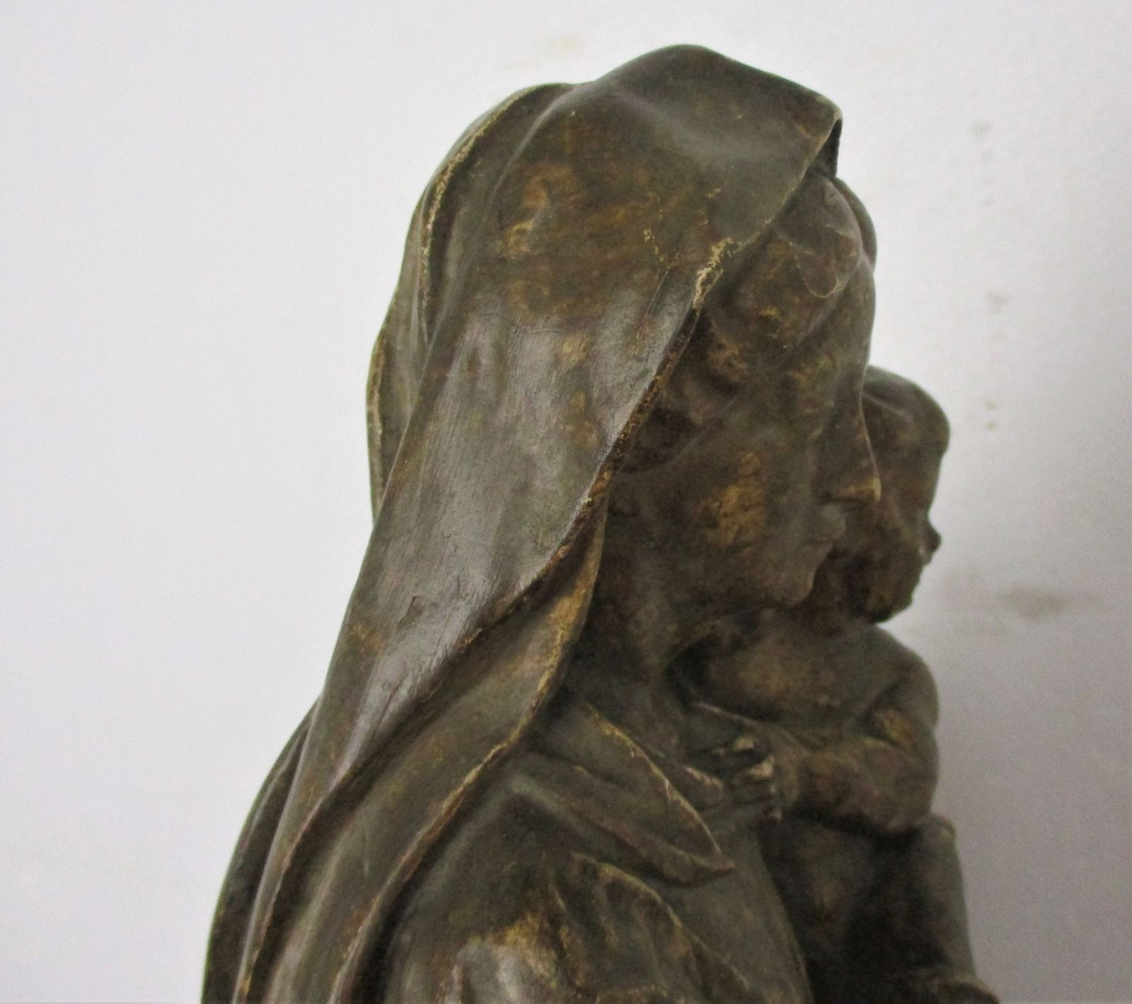 Vintage Statue Sitting Our Lady Virgin Mary Infant Sedes Sapientiae Plaster Gorg photo buy
