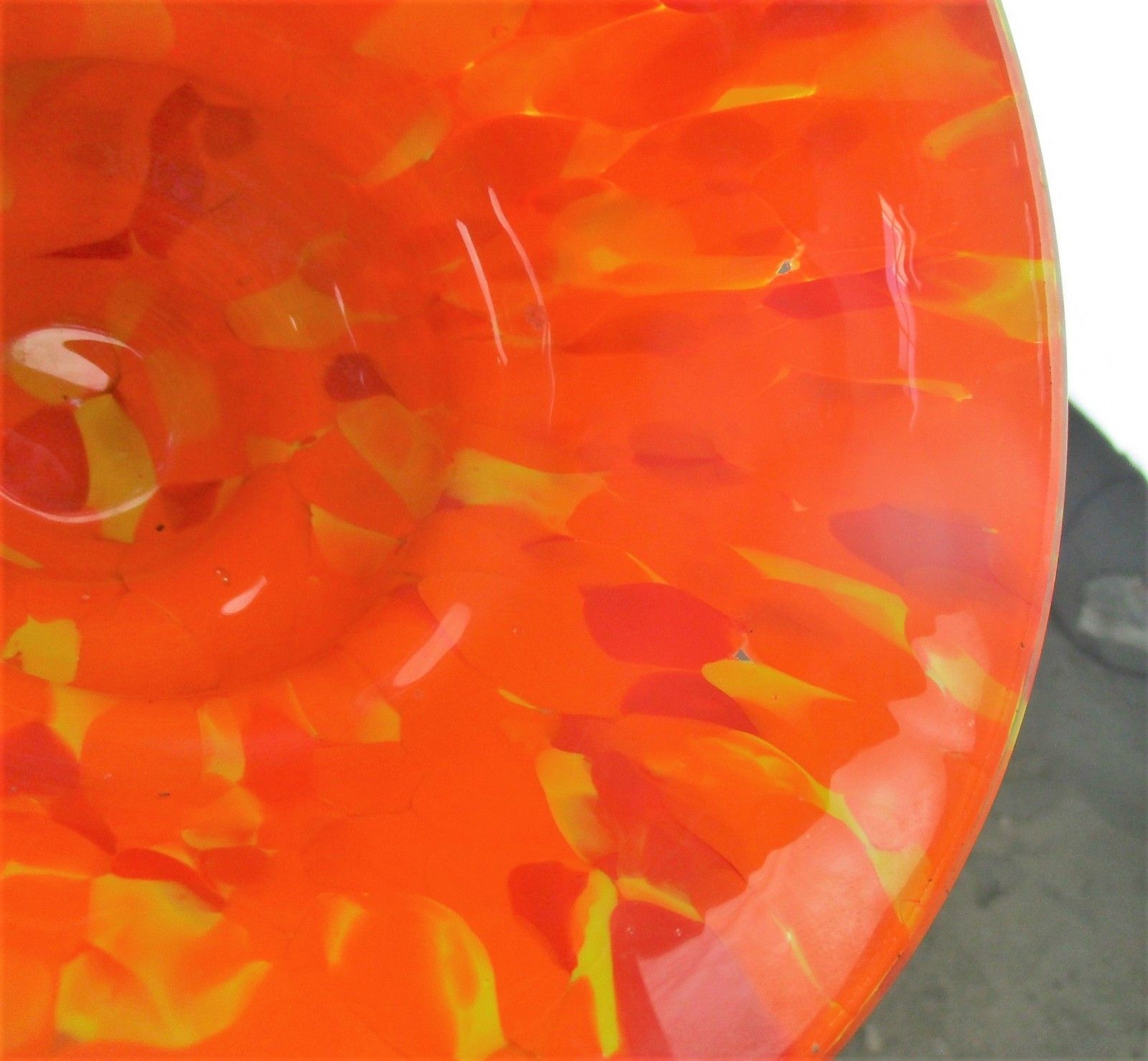 Vase Chalice Millefiori Art Glass Orange Yellow Black Base Funky 7.87" photo Home Decor
