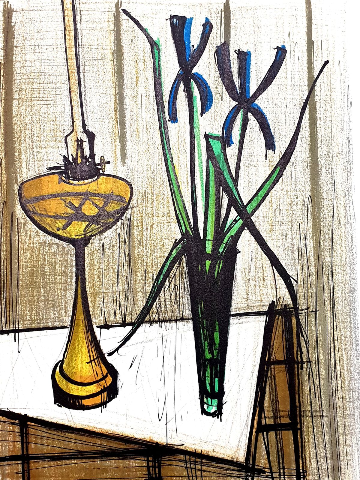 Charles Sorlierbernard Buffet   Iris Still Life   Original Lithograph1979