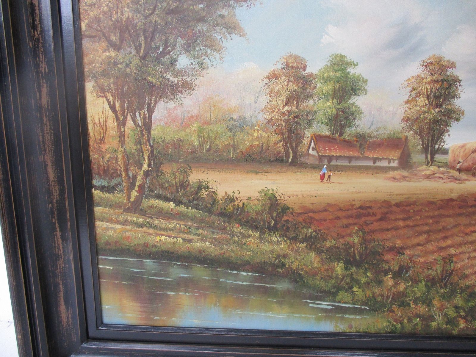Lovely Oil Painting Framed Farm Polder Landscape Flanders Signed Percy photo 202.0