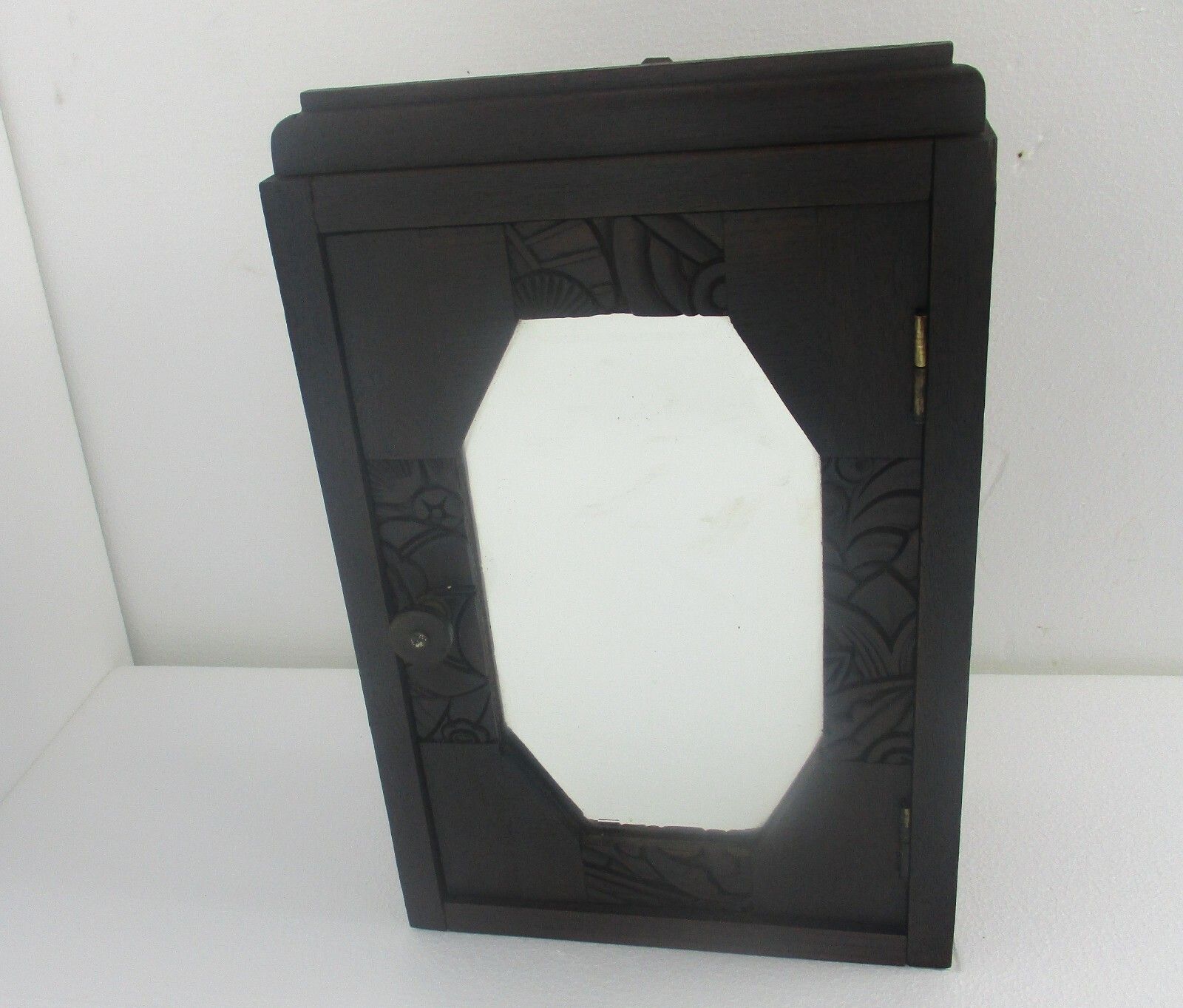 Kitchen Medicine Apothecary  Bathroom Cabinet  Carved Wood Beveled Glass Lovely photo furniture