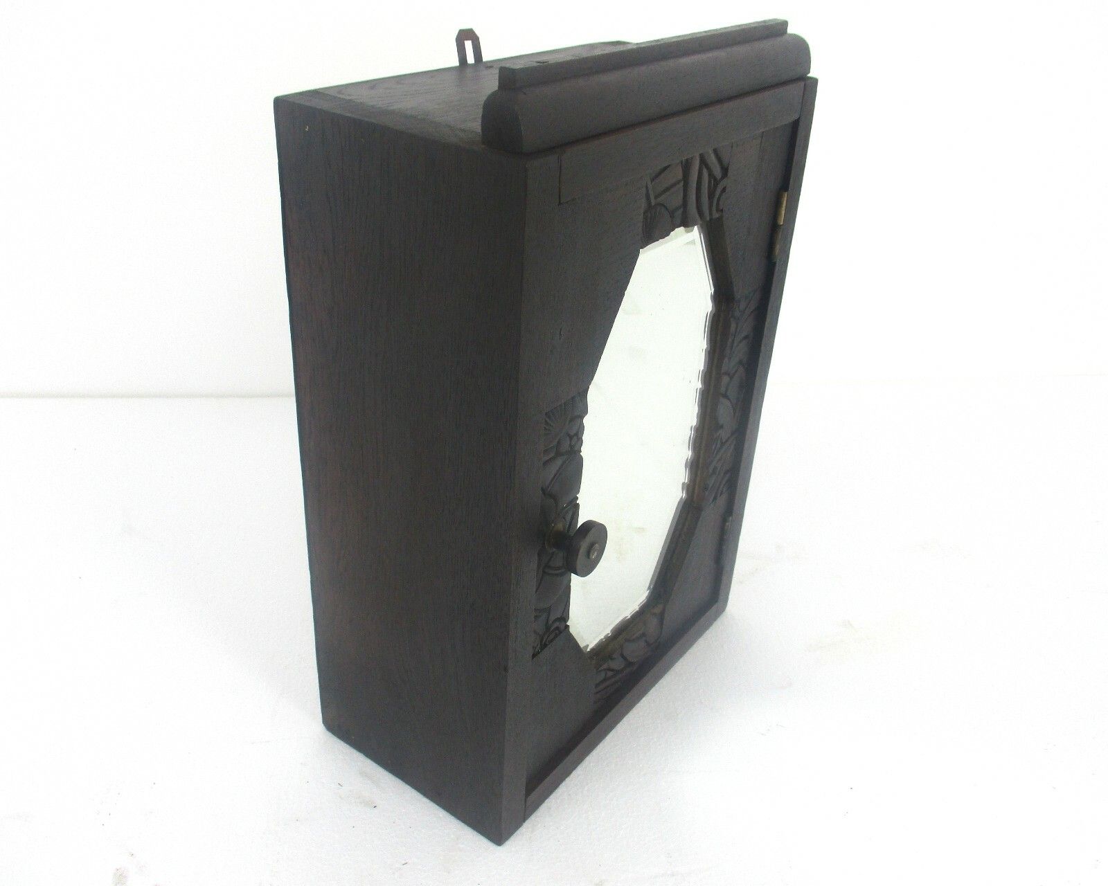 Kitchen Medicine Apothecary  Bathroom Cabinet  Carved Wood Beveled Glass Lovely photo 279.0