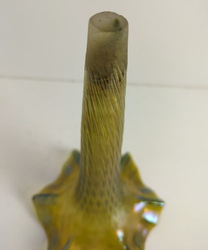 Antique  Bohemian Art Glass Attributed Loetz Epergne Trumpet Vase Centerpiece Re photo furniture