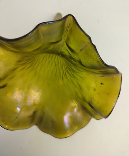 Antique  Bohemian Art Glass Attributed Loetz Epergne Trumpet Vase Centerpiece Re photo buy