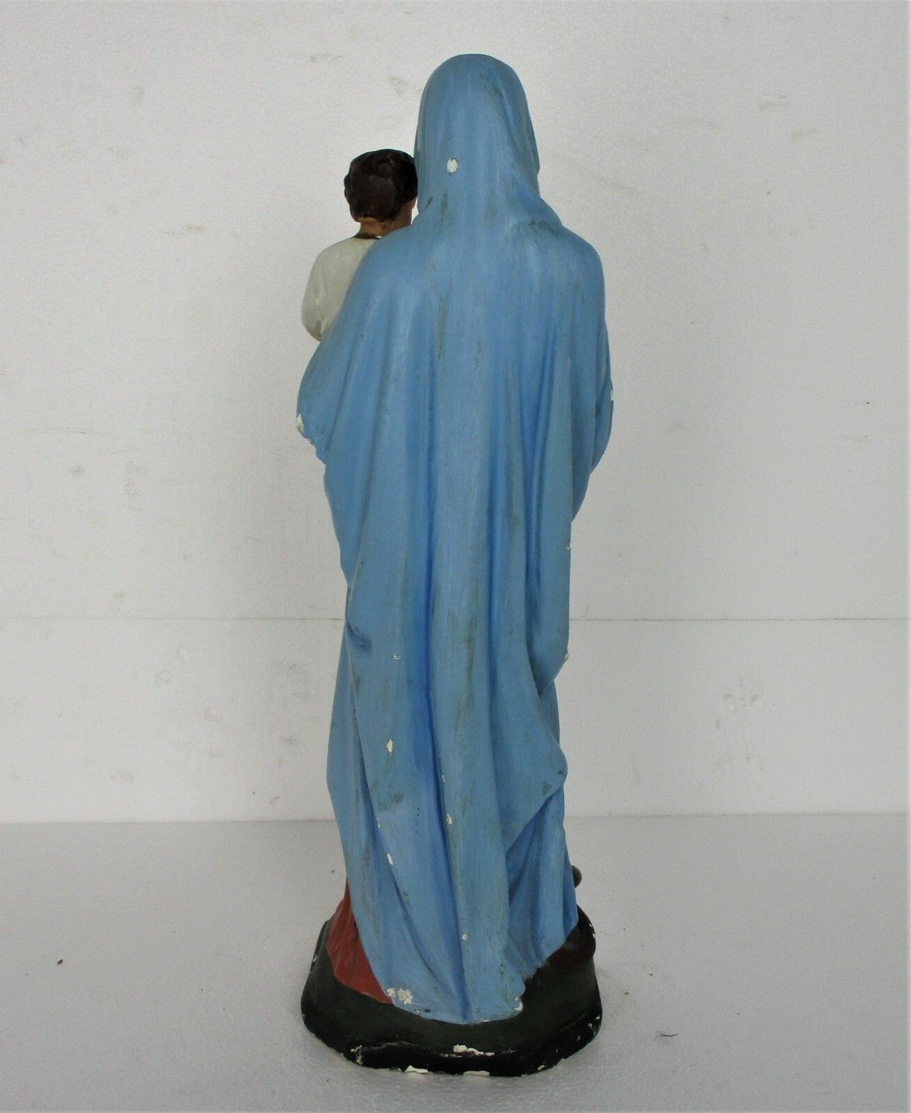 Large Statue Virgin Mary Madonna Infant Treading On Snake Plaster Htf 20.47" photo vintage