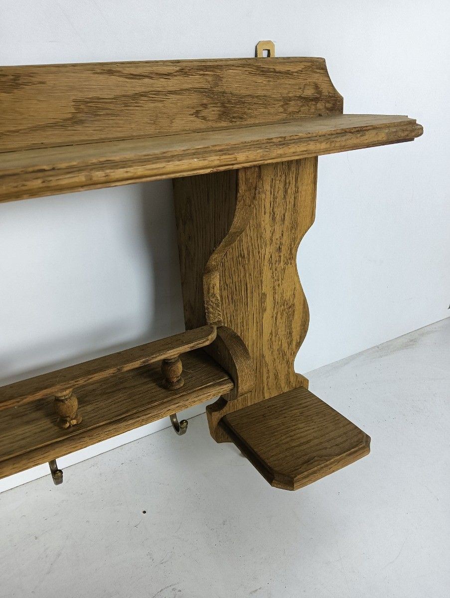 Gorgeous Antique Large Coat Hat Rack Flanders Carved Wood Spindles Farmhouse Sty photo Furniture