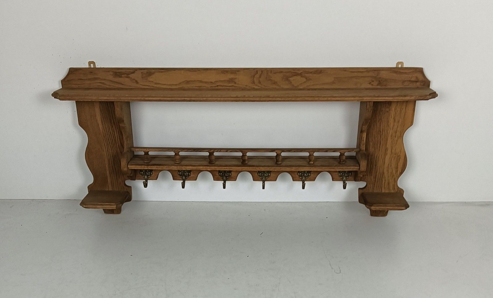 Gorgeous Antique Large Coat Hat Rack Flanders Carved Wood Spindles Farmhouse Sty photo vinterior