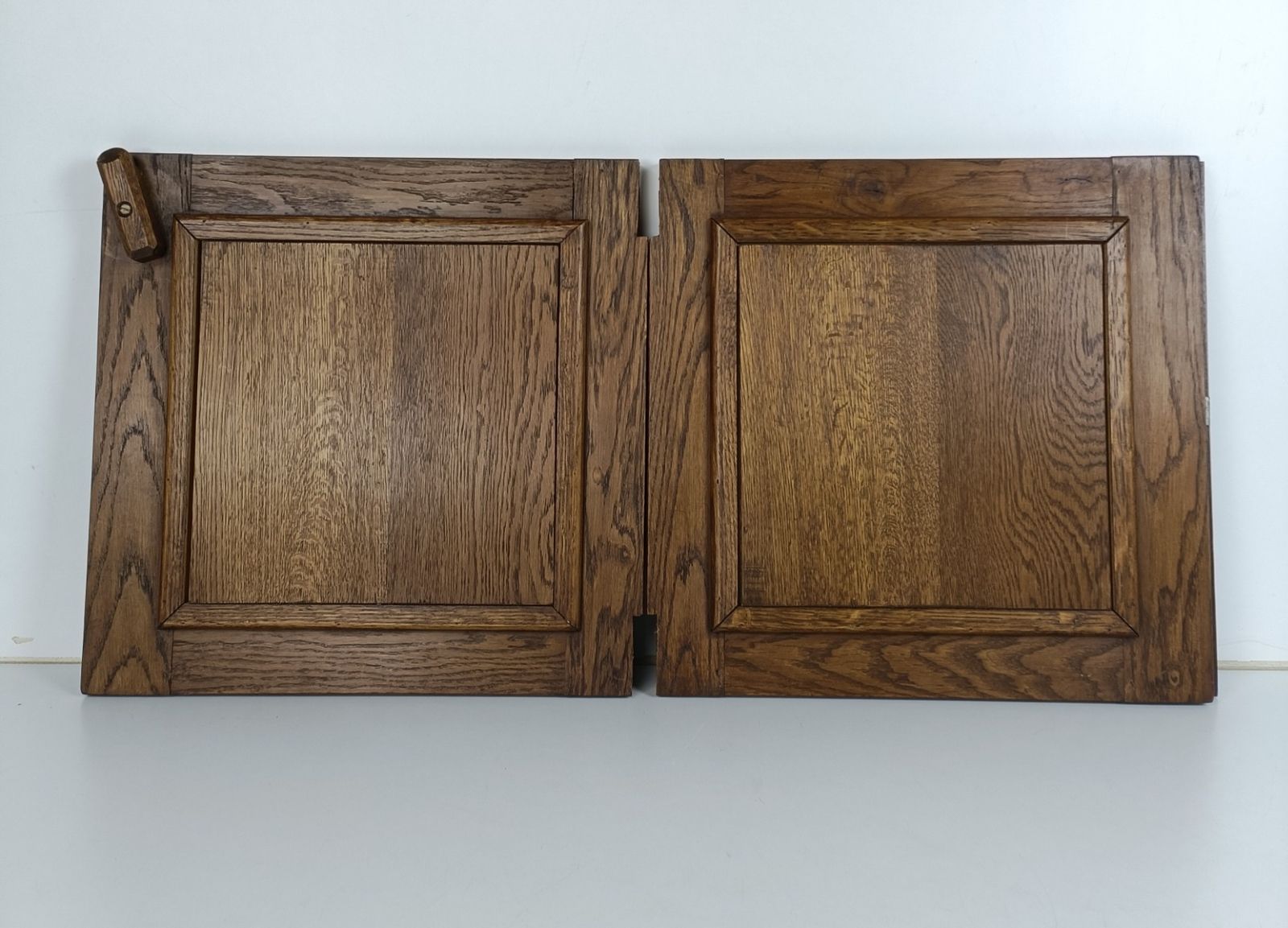 photo furniture Pair Antique Carved Wood Door Panels Brass Trims Breughel Style Architectural Sa