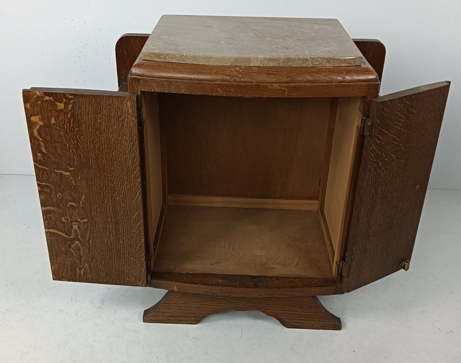 Art Deco Antique Nightstand End Table Wood Marble Top Cabinet Stylish Barn Style photo 425.0
