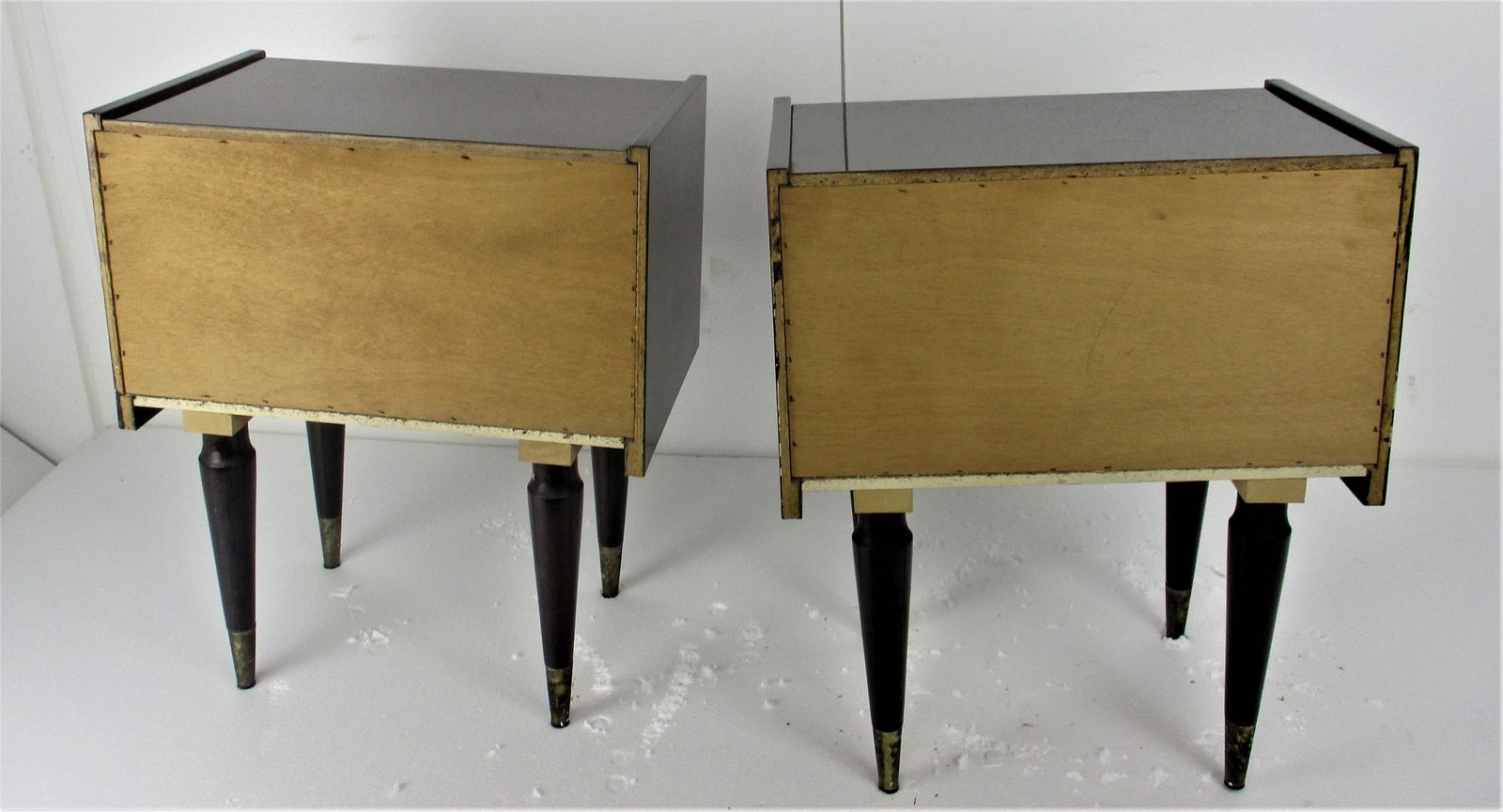 photo for sale Pair Couple Double Vintage Nightstands End Tables Mid Century Modern Wood Retro