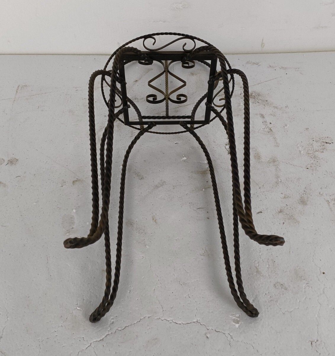 Furniture Side  Table Plant Stand Ceramic Tile Vallauris  Wrought Iron Legs Lovely Vintage photo