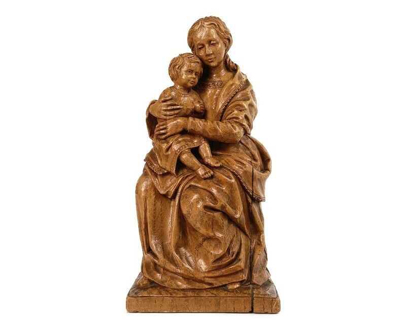 Statue Sitting Our Lady Virgin Mary Infant Sedes Sapientiae Resin Vintage Beauti