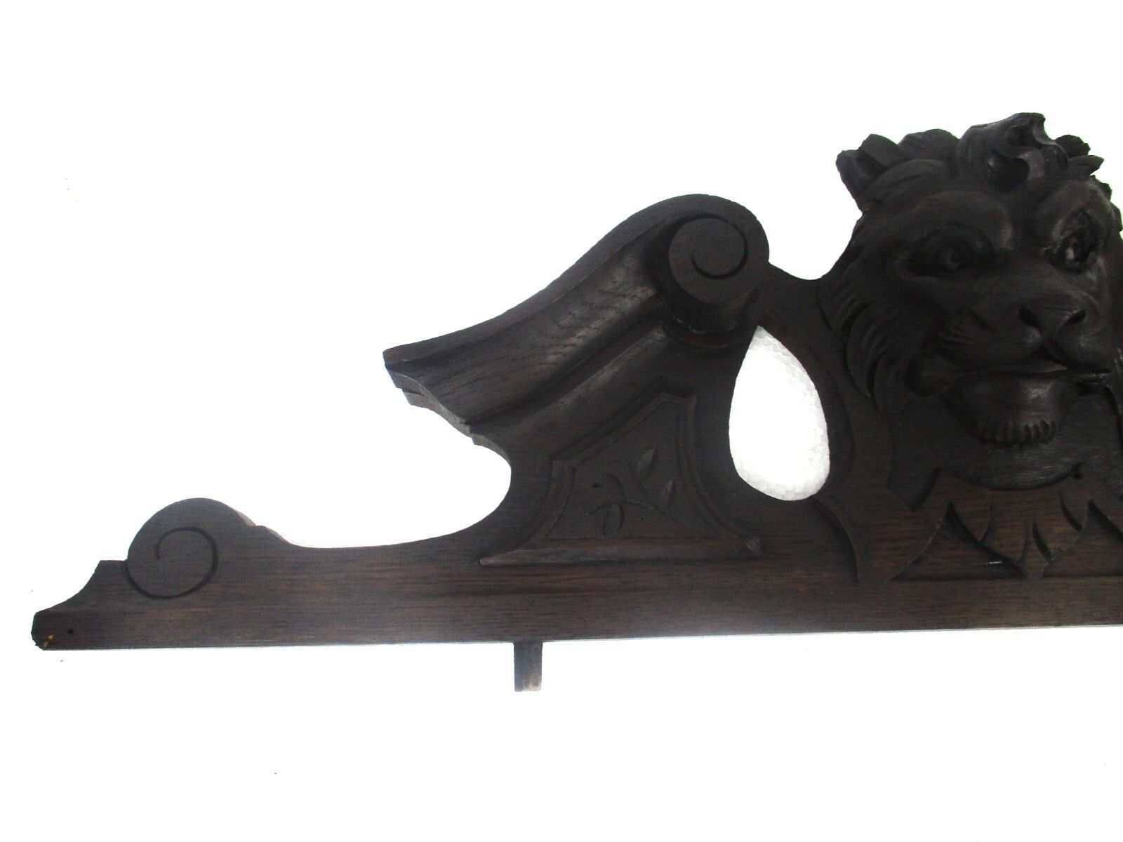 Carved Wood Oak Pediment Over Door Architectural Antique 19thc Lion Head Wow photo for sale