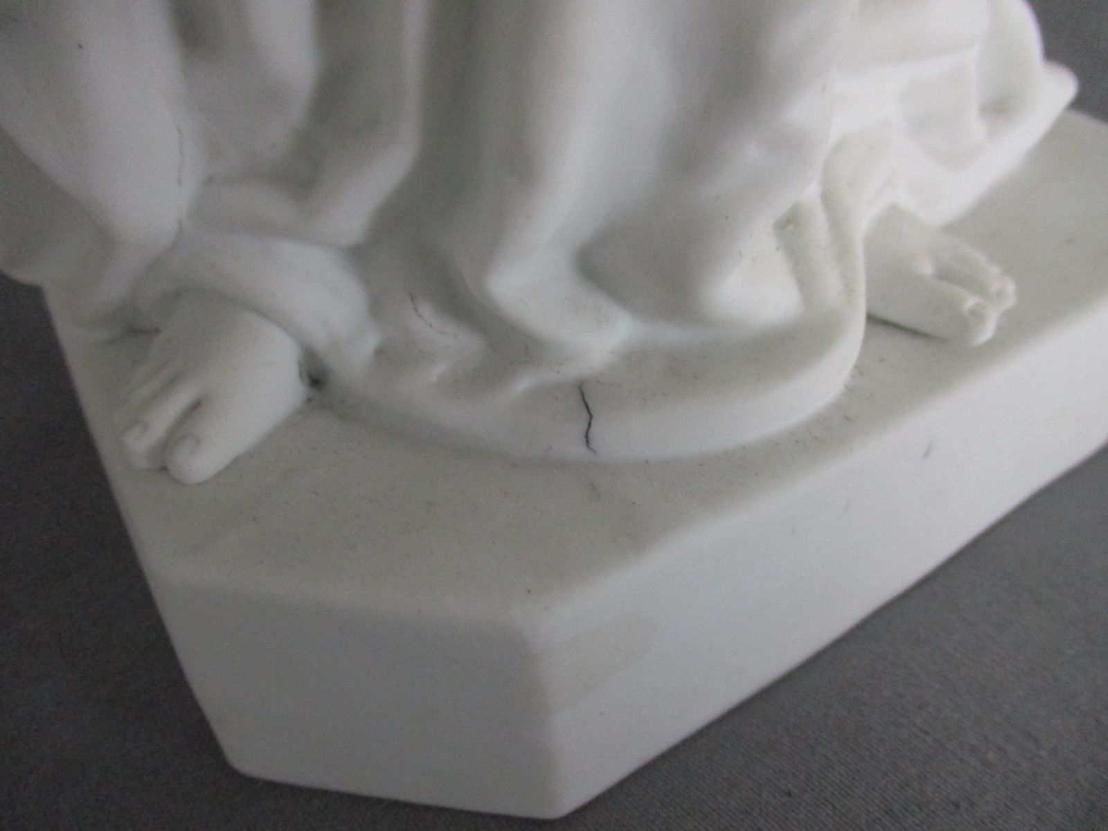 Antique 1900 Bisque Statue Virgin Mary Our Lady Madonna Infant Jesus Marked 14 photo Art