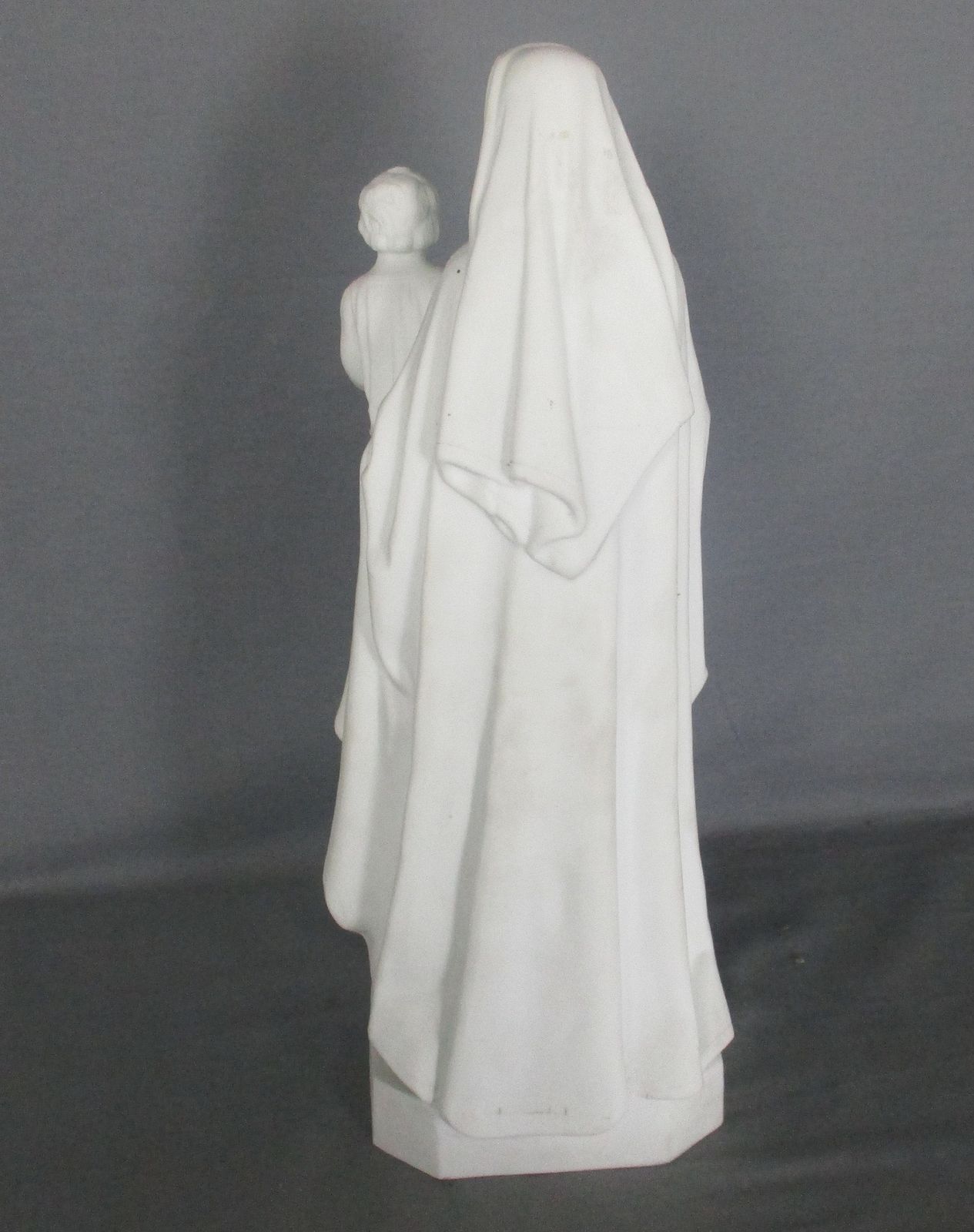 Antique 1900 Bisque Statue Virgin Mary Our Lady Madonna Infant Jesus Marked 14 photo vintage