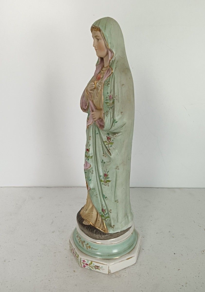 Antique Bisque Statue Virgin Mary Lady Madonna With Infant Jesus Gorgeous  Polyc photo buy